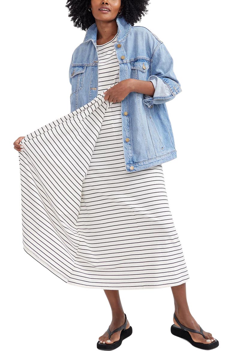 The Easygoing Nursing Maxi T-Shirt Dress, Alternate, color, BLACK/ WHITE STRIPE