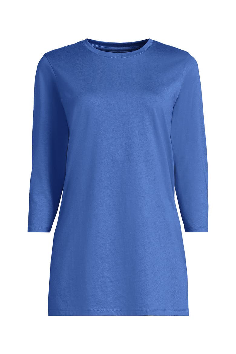 3/4 Sleeve Cotton Supima Tunic, Alternate, color, Muted Cobalt Blue