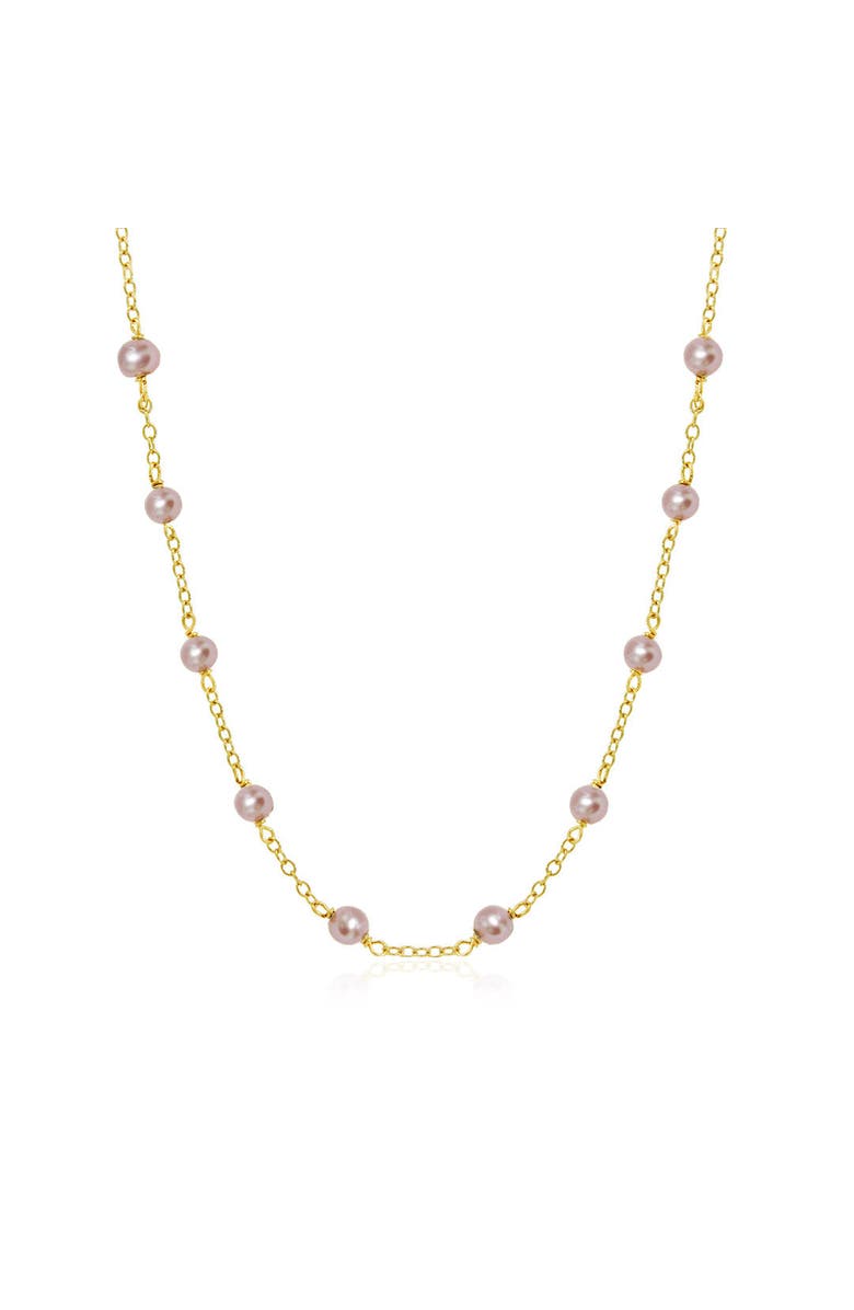 The Lovery Fine Jewelry Pink Pearl Bead Chain Necklace, Main, color, Pink Pearl