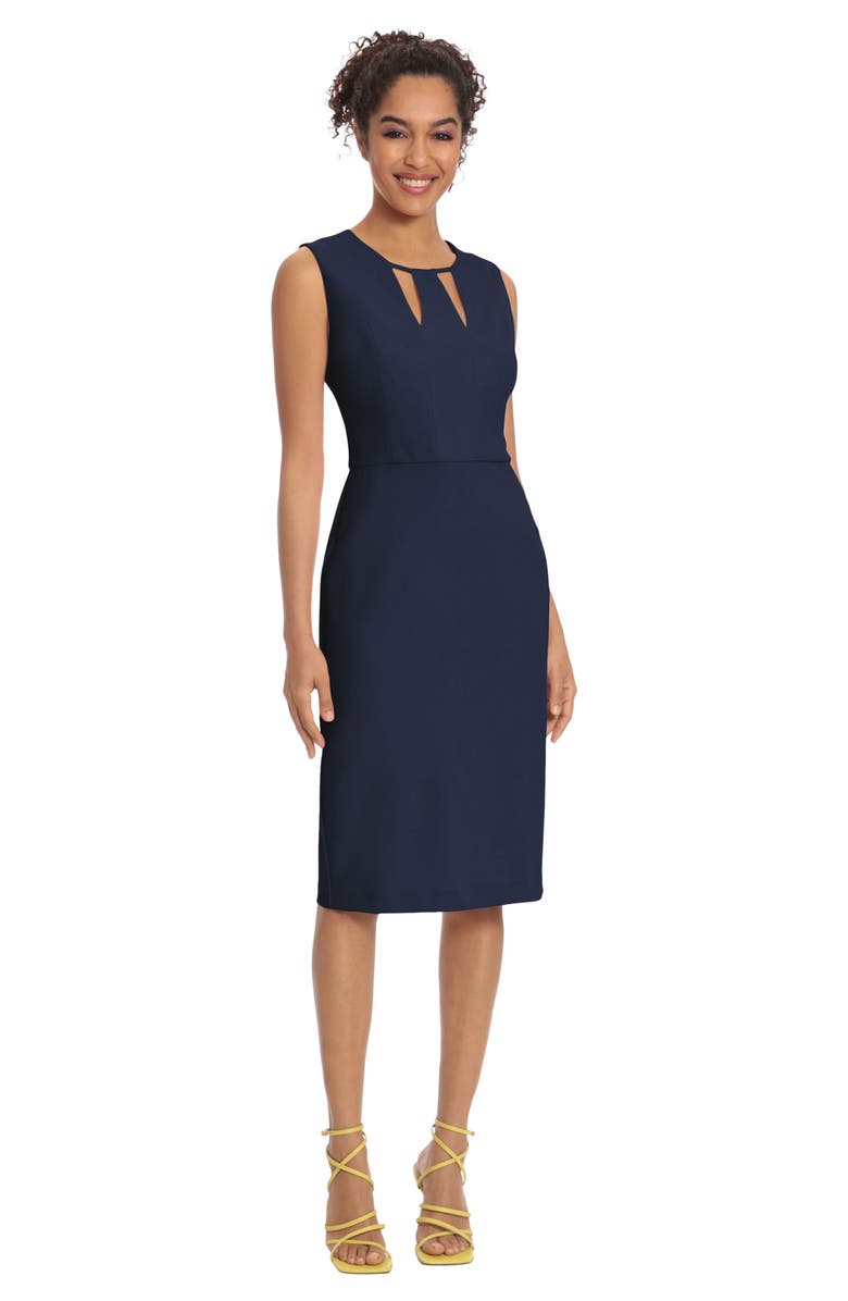 Donna Morgan Cutout Sheath Midi Dress, Alternate, color, Twilight Navy