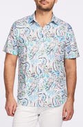 Robert Graham Floral Print Short Sleeve Cotton Button-Up Shirt