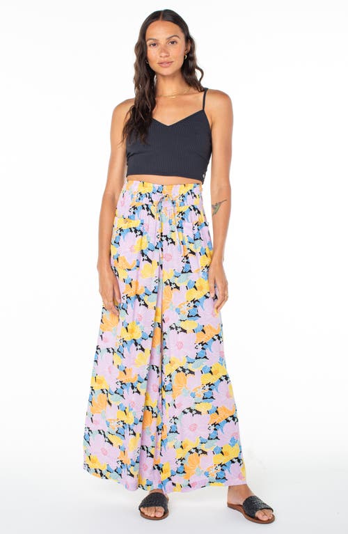 Roxy Synset Daze Floral Wide Leg Pants In Anthracite