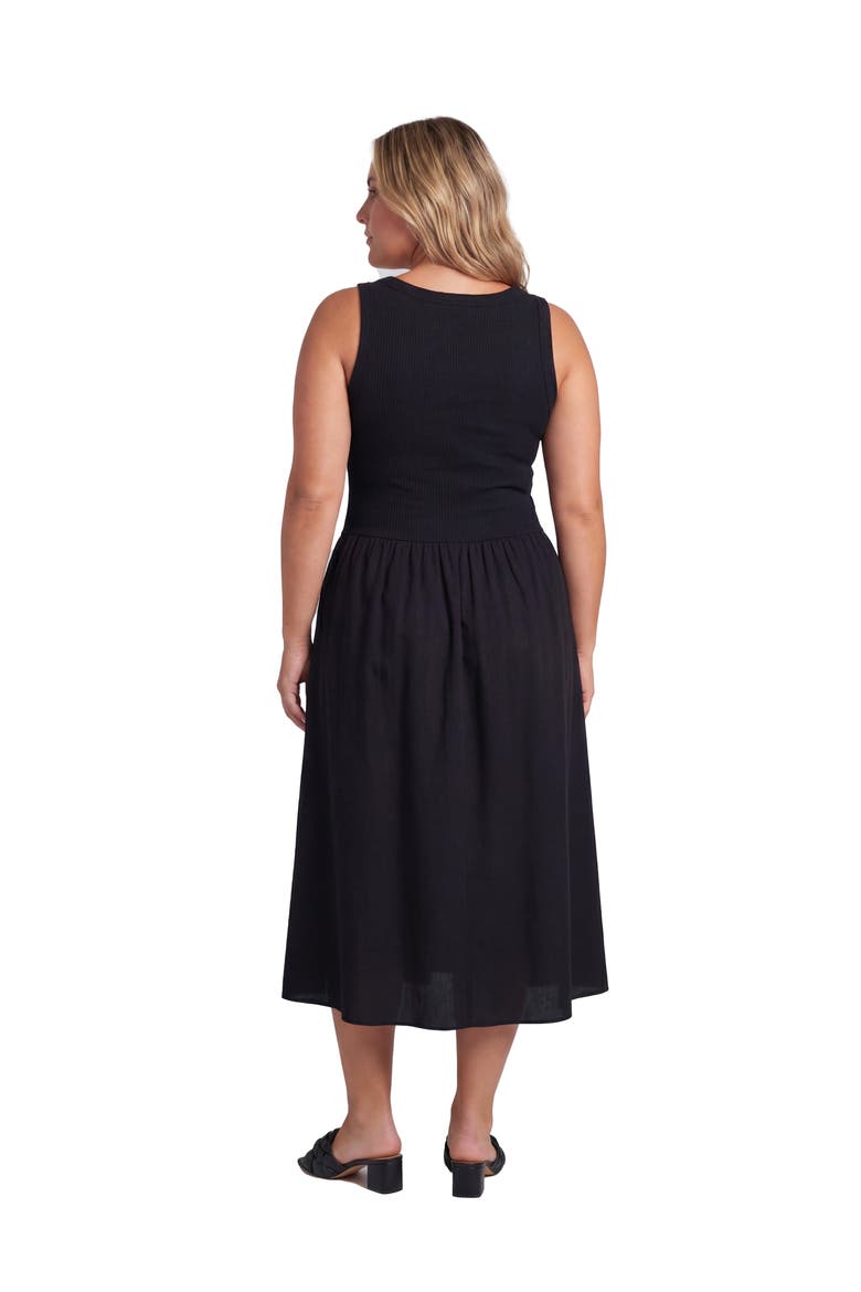 Curvy Essential Sleeveless Scoop Neck A-Line Pocket Maxi Dress, Alternate, color, Black