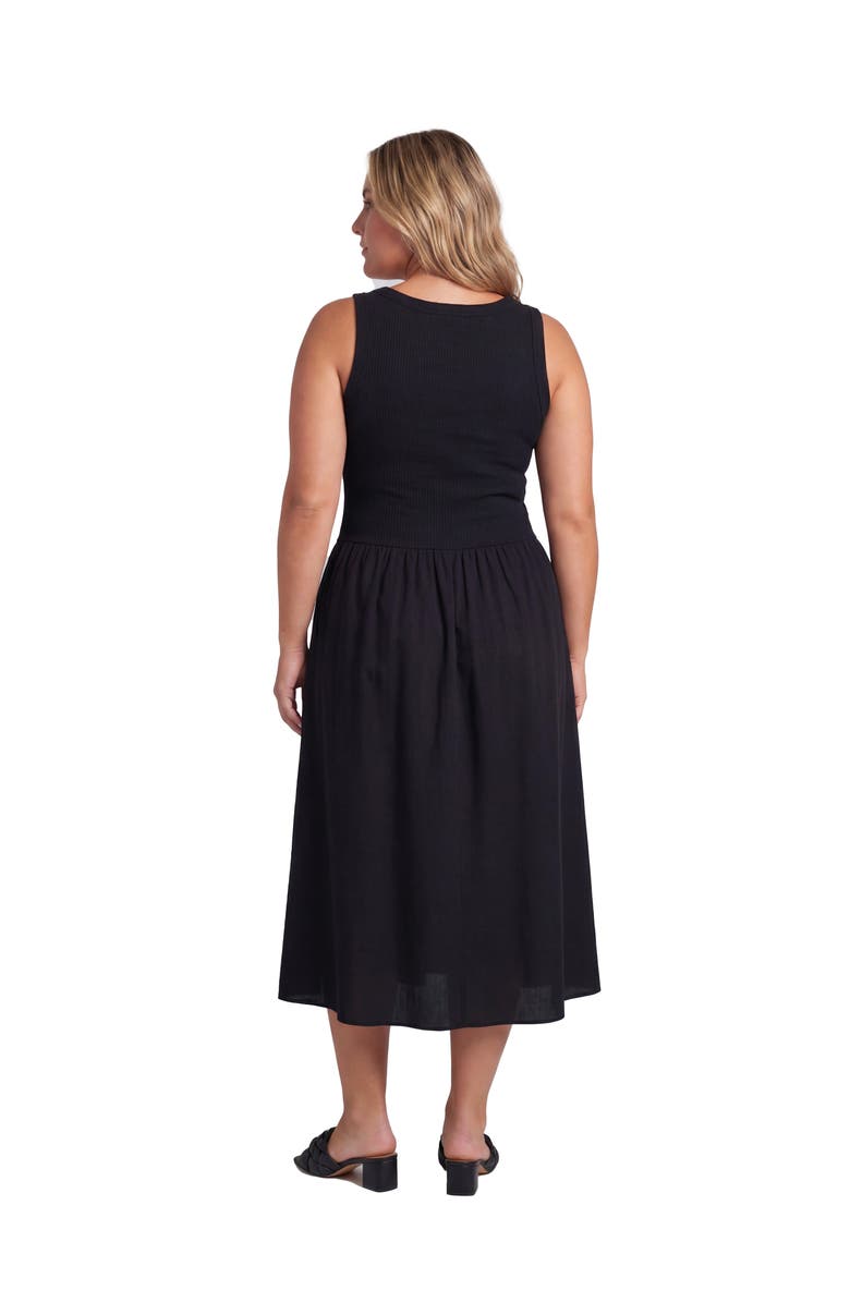 24seven Comfort Apparel Curvy Essential Sleeveless Scoop Neck A-Line Pocket Maxi Dress, Alternate, color, Black