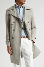 Eleventy Cotton & Silk Trench Coat
