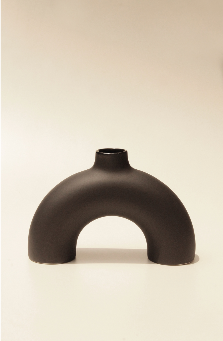 Osmos Studio Half Polo Vase, Main, color, Off Black