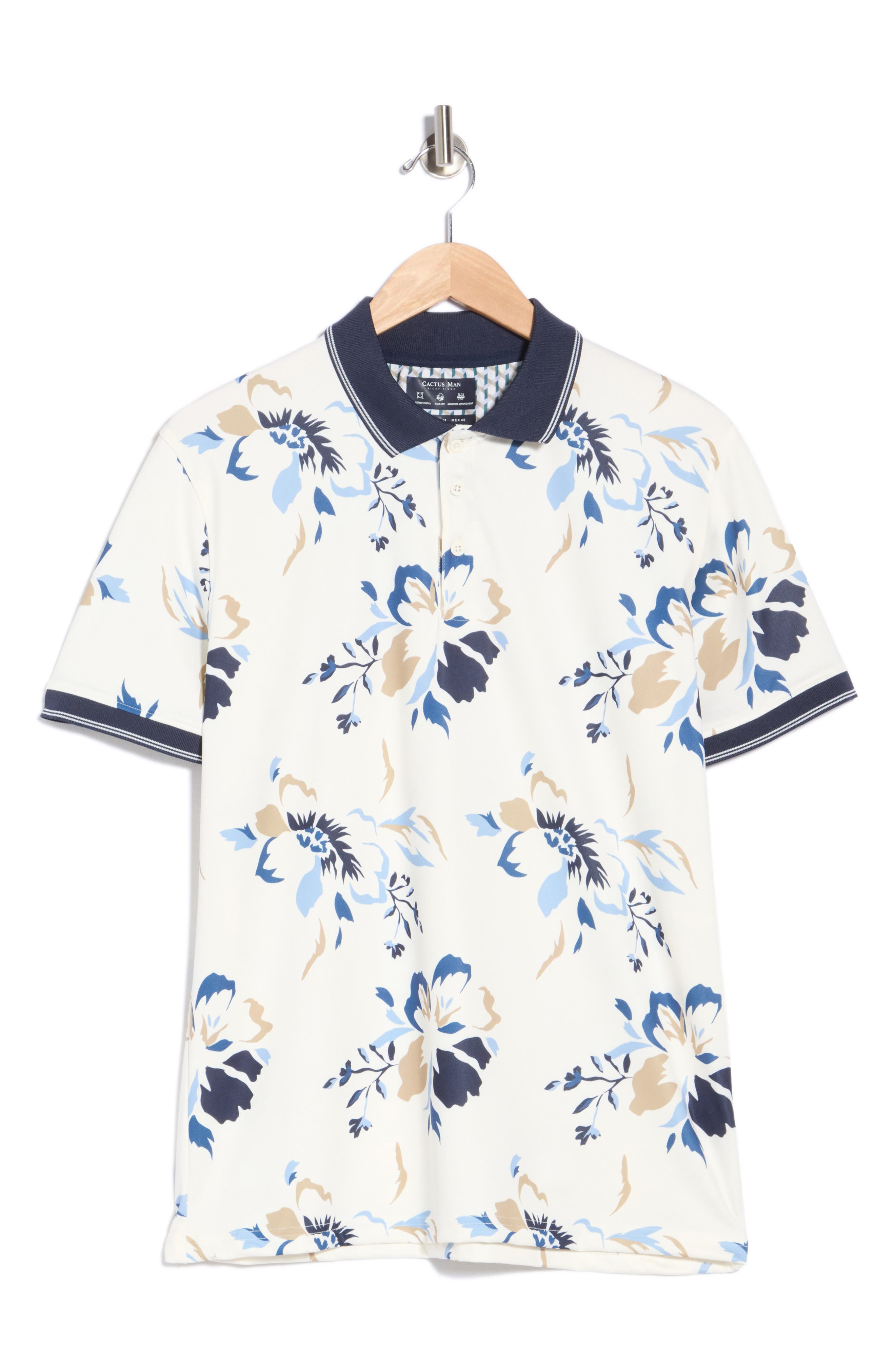 Cactus Man Floral Print Short Sleeve Polo