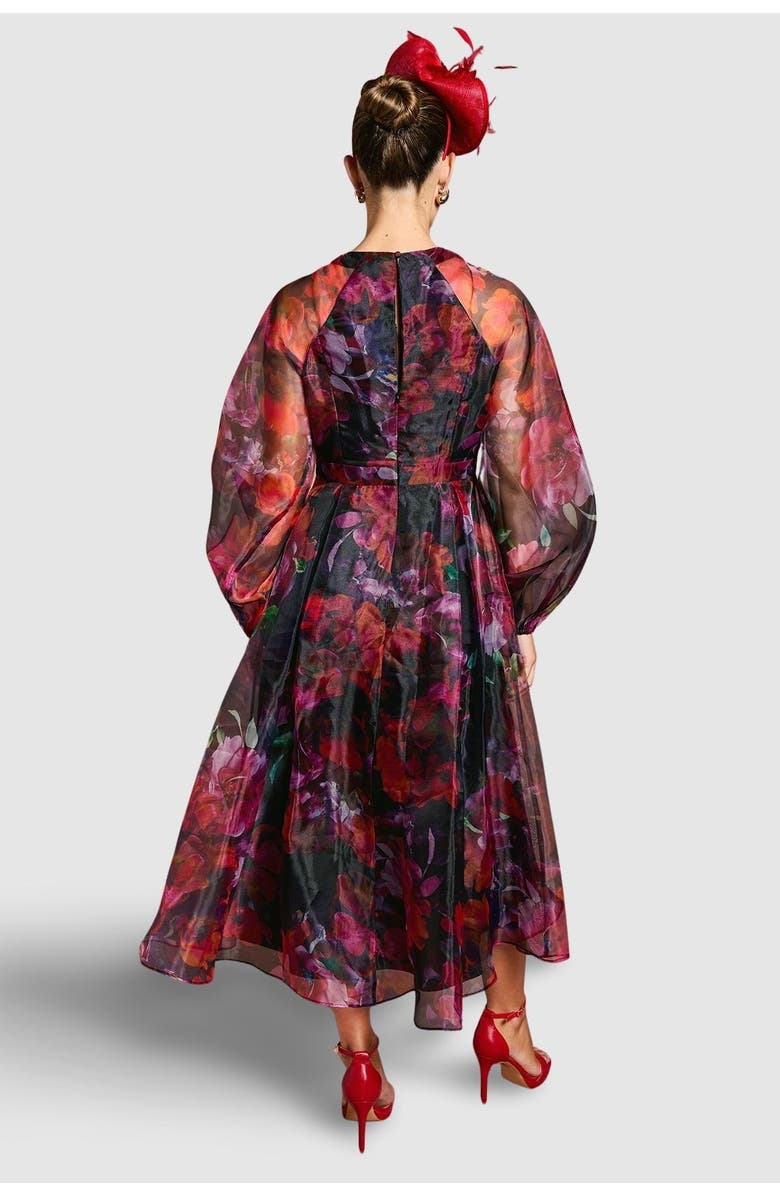 Coast Organza Puff Sleeve Midi Dress, Alternate, color, Pink