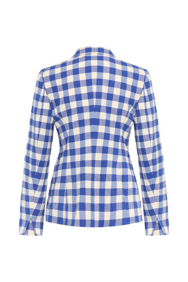 Vichy Blazer With Application, Alternate, color, Blue / White