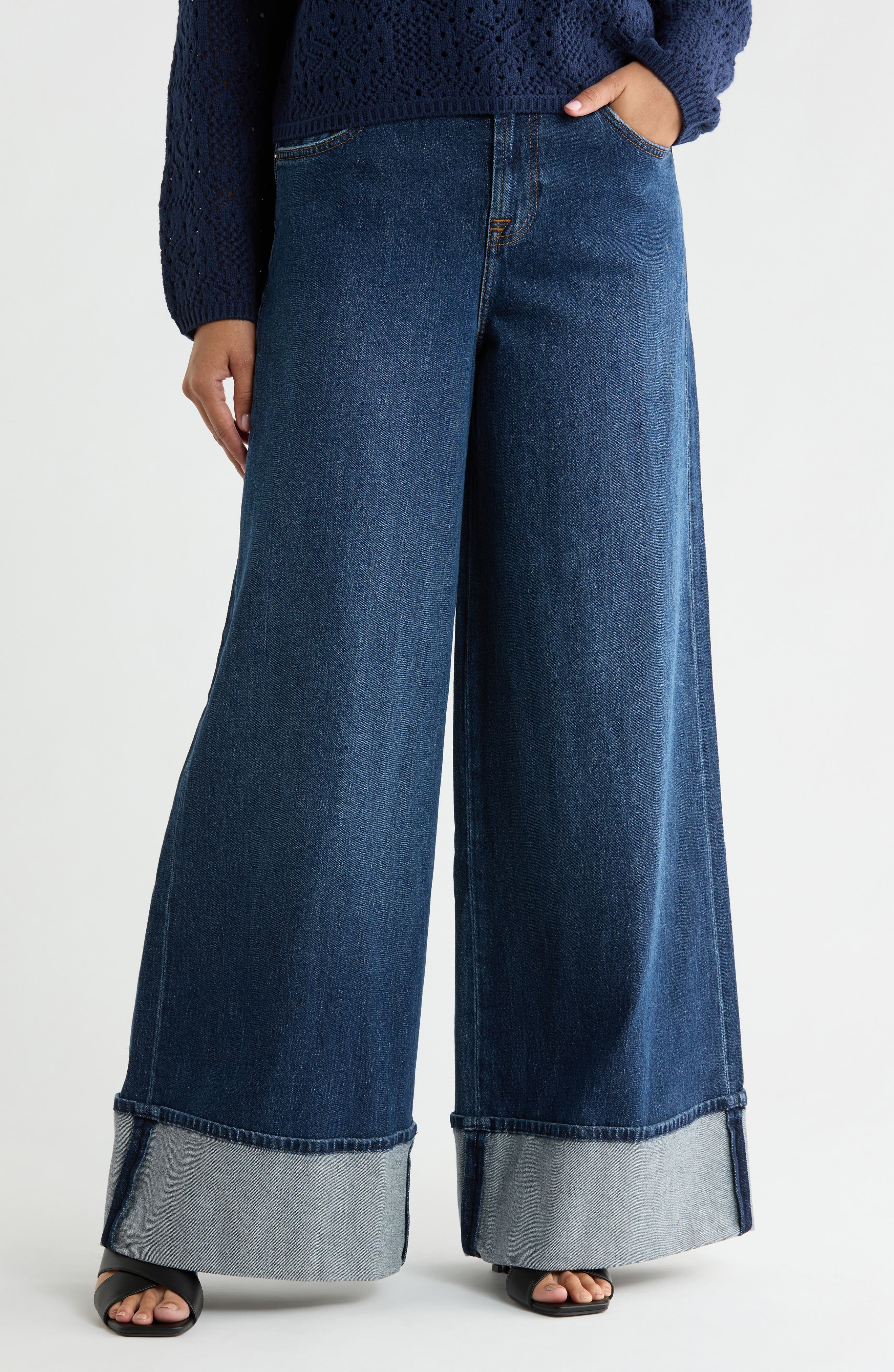 Ravyn High Waist Cuffed Wide Leg Jeans
