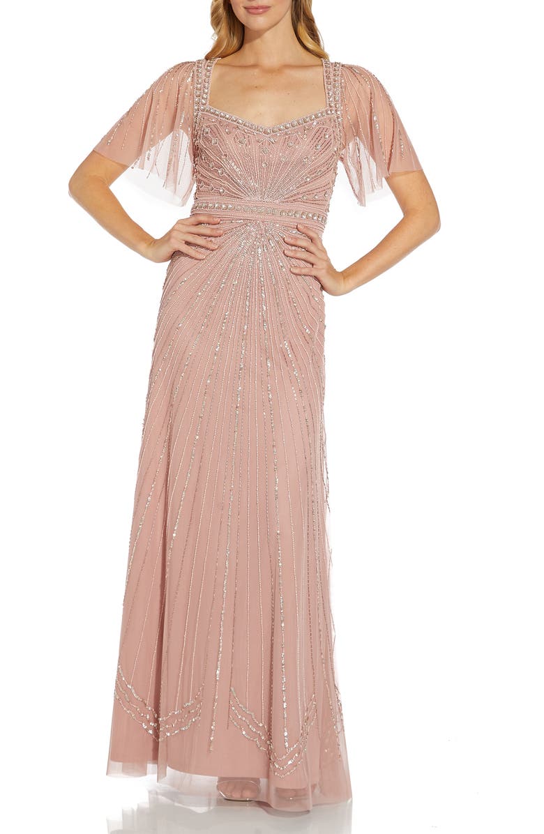 Adrianna Papell Beaded Gown, Main, color, 
