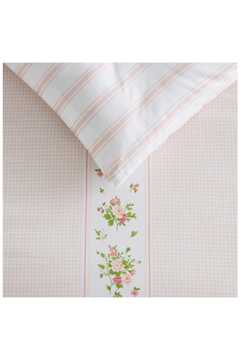 Annabelle Stripe Cotton Comforter Set, Alternate, color, WHITE/ PEARL PEACH/ DARK PINK