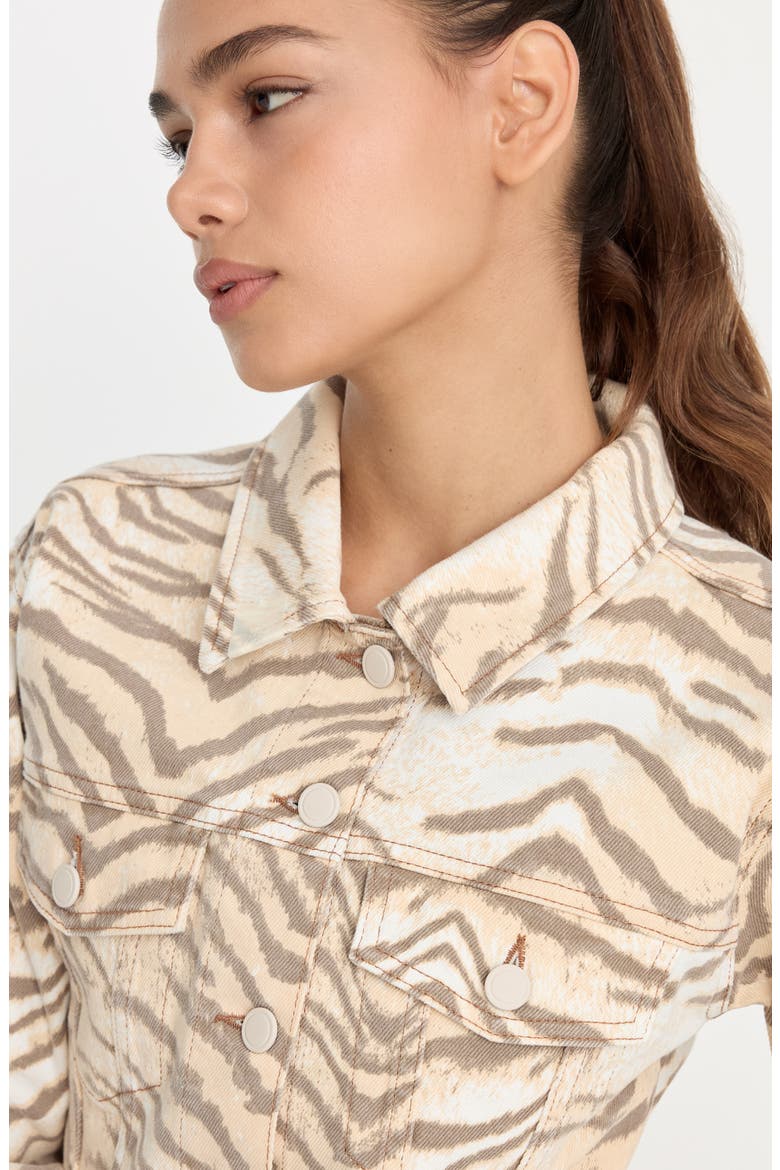 Essential Crop Organic Cotton Denim Jacket, Alternate, color, BROWN TIGER