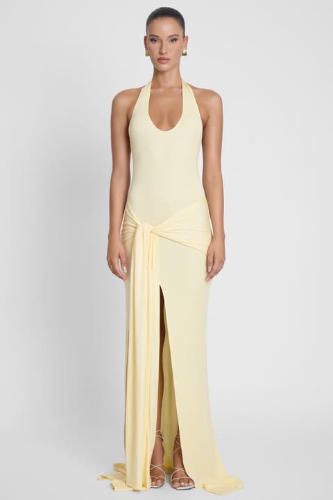 Heaven Halter Jersey Knot Maxi Dress