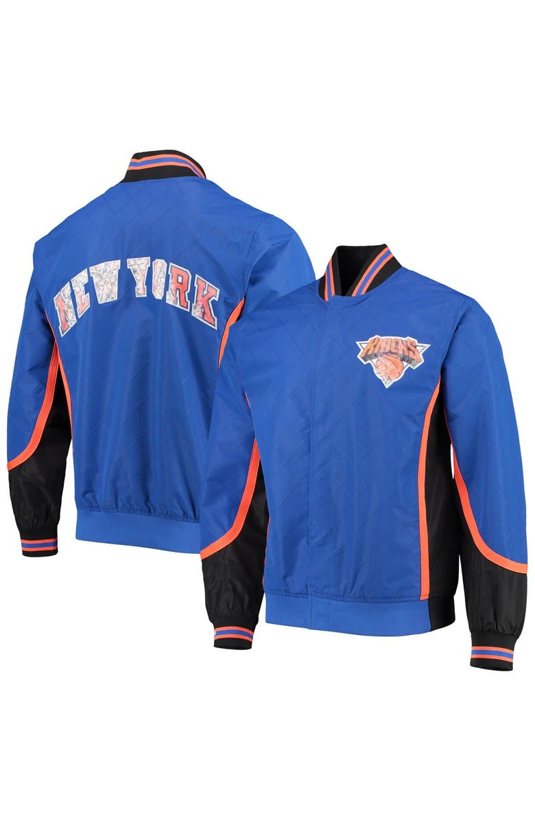 Mitchell & Ness Men's New York Knicks Blue Mitchell & Ness Hardwood Classics 75th Anniversary Authentic Warmup Full-Snap Jacket, Alternate, color, 