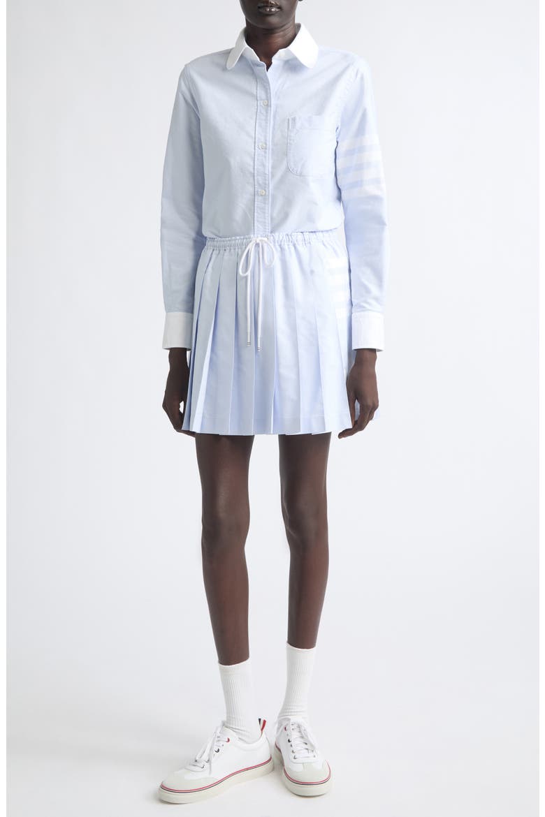 4-Bar Pleated Cotton Oxford Miniskirt, Main, color, LIGHT BLUE