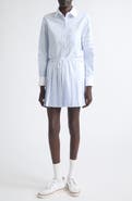 Thom Browne 4-Bar Pleated Cotton Oxford Miniskirt