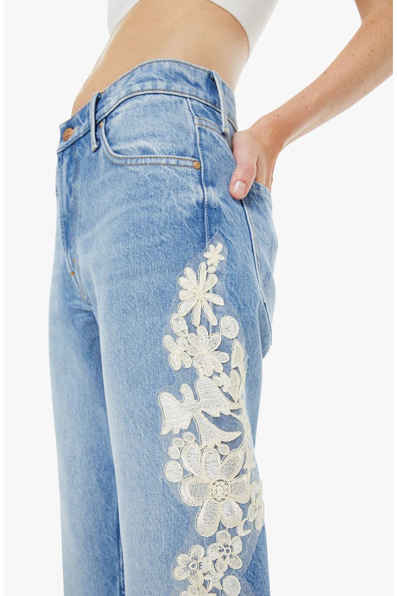 The Chomp Heel Lace Trim Bootcut Jeans, Alternate, color, WISH BONE
