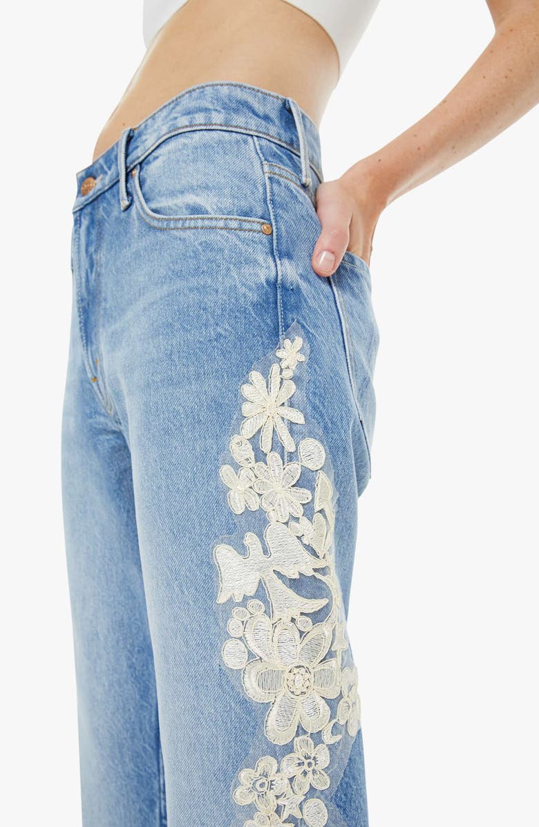 MOTHER The Chomp Heel Lace Trim Bootcut Jeans, Alternate, color, Wish Bone