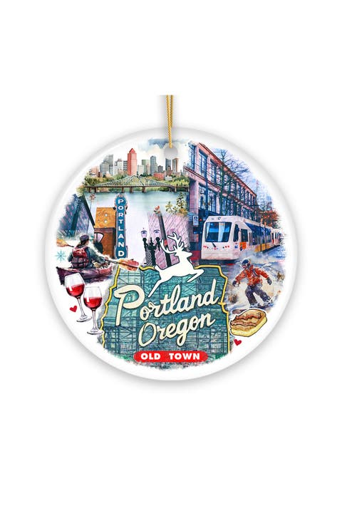 Portland Oregon Old Town Collage Ceramic Ornament