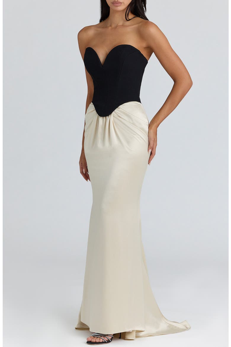 Sorcha Mixed Media Cocktail Dress, Alternate, color, BLACK CHAMPAGNE