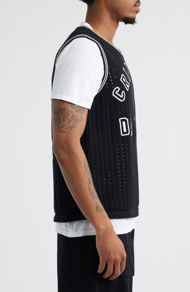 CRIMINAL DAMAGE Varsity Open Knit Tank, Alternate, color, Black