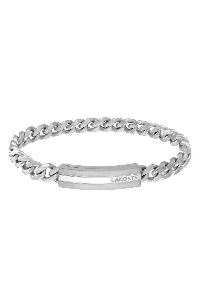 Lacoste Men's Adventurer Bar Pendant Bracelet, Main, color, Silver