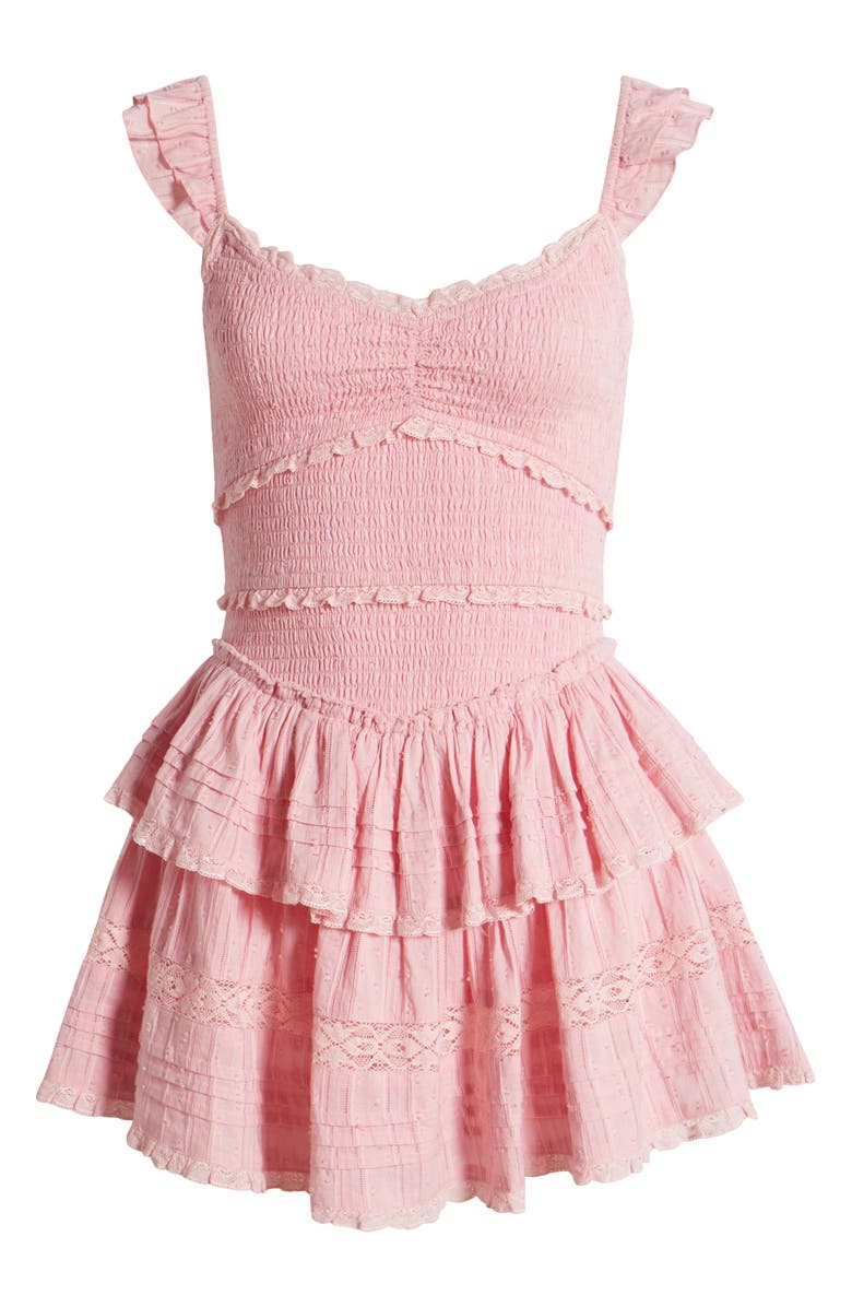 LoveShackFancy Lovine Smocked Cotton Minidress, Alternate, color, 