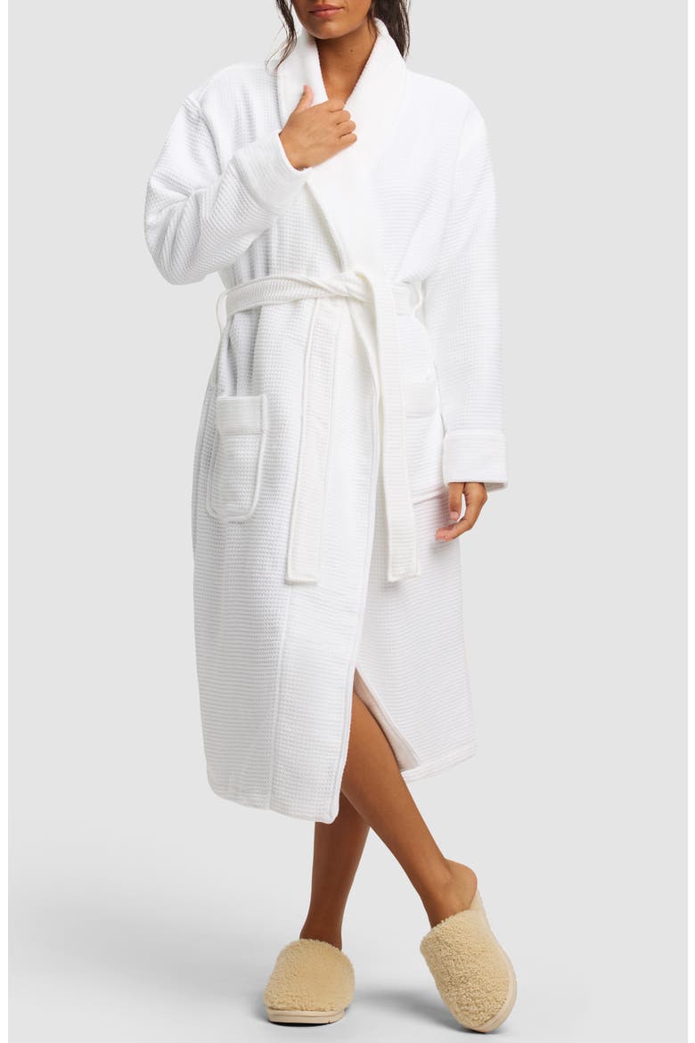 Waffle Terry Bath Robe, Main, color, WHITE