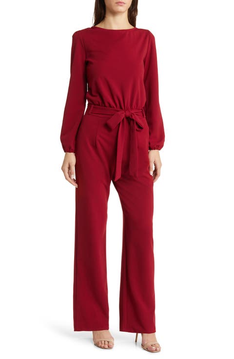 Joy Long Sleeve Tie Waist Jumpsuit