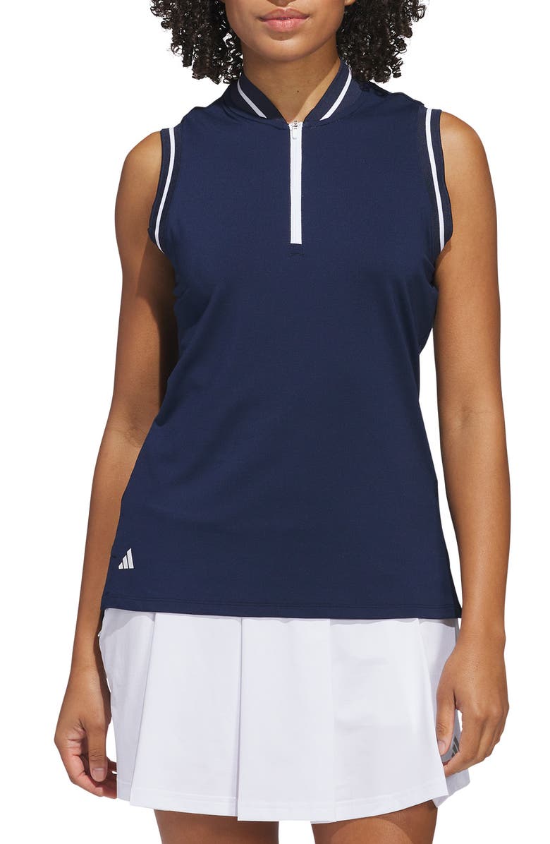 adidas Golf Ultimate 365 Sleeveless Golf Half Zip Top, Main, color, Collegiate Navy/ White