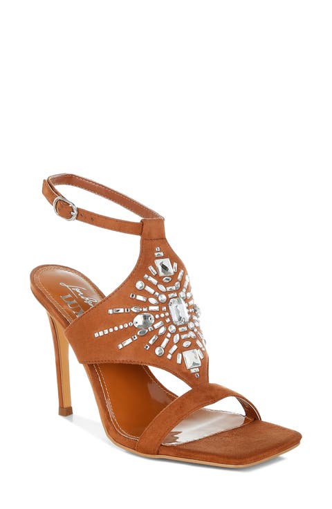 Warda Rhinestone Ankle Strap Sandal (Women)