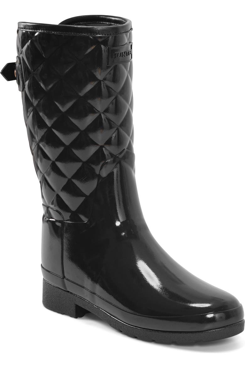 Hunter Refined High Gloss Quilted Short Waterproof Rain Boot Hunter Refined High Gloss Quilted Short Waterproof Rain Boot