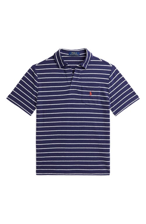 Polo Ralph Lauren Big Boys Striped Polo Shirt In Boathouse Navy/deckwash Wh