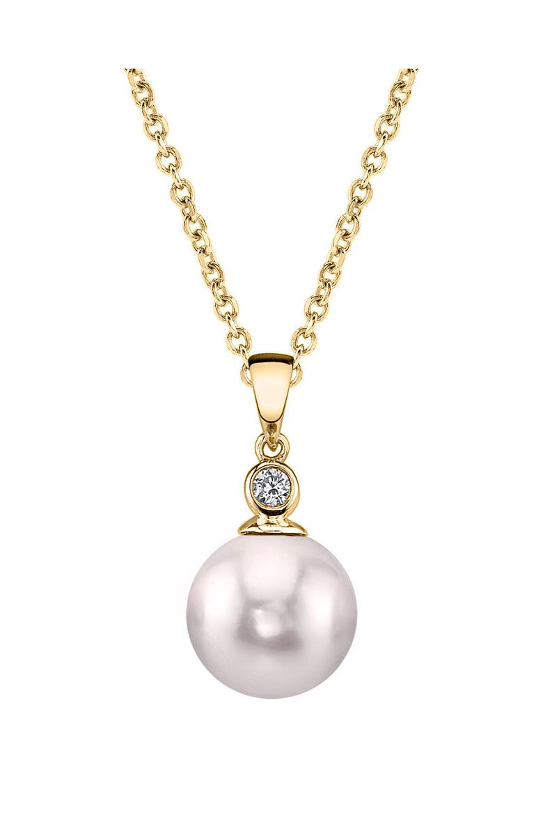 Akoya Pearl & Diamond Michelle Pendant, Main, color, White Pearl - Yellow Gold