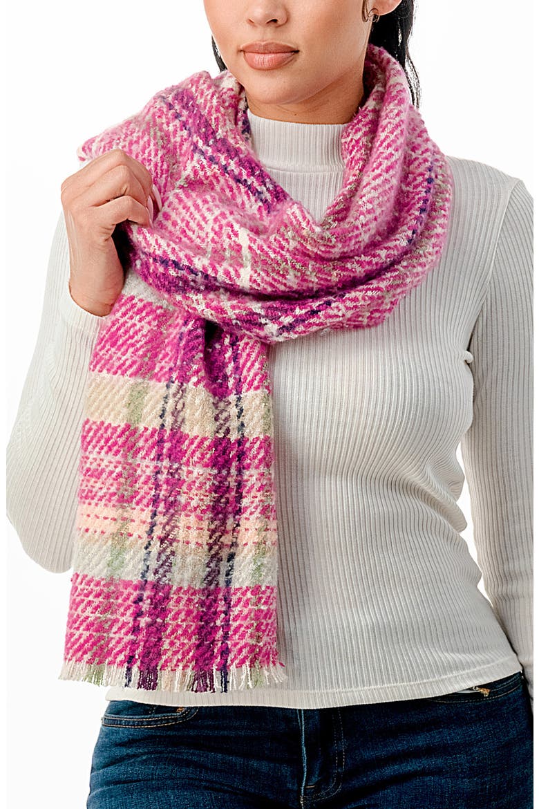 Plaid Scarf, Main, color, BRIGHT PINK