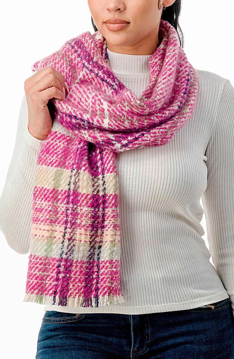 MARCUS ADLER Plaid Scarf, Main, color, Bright Pink