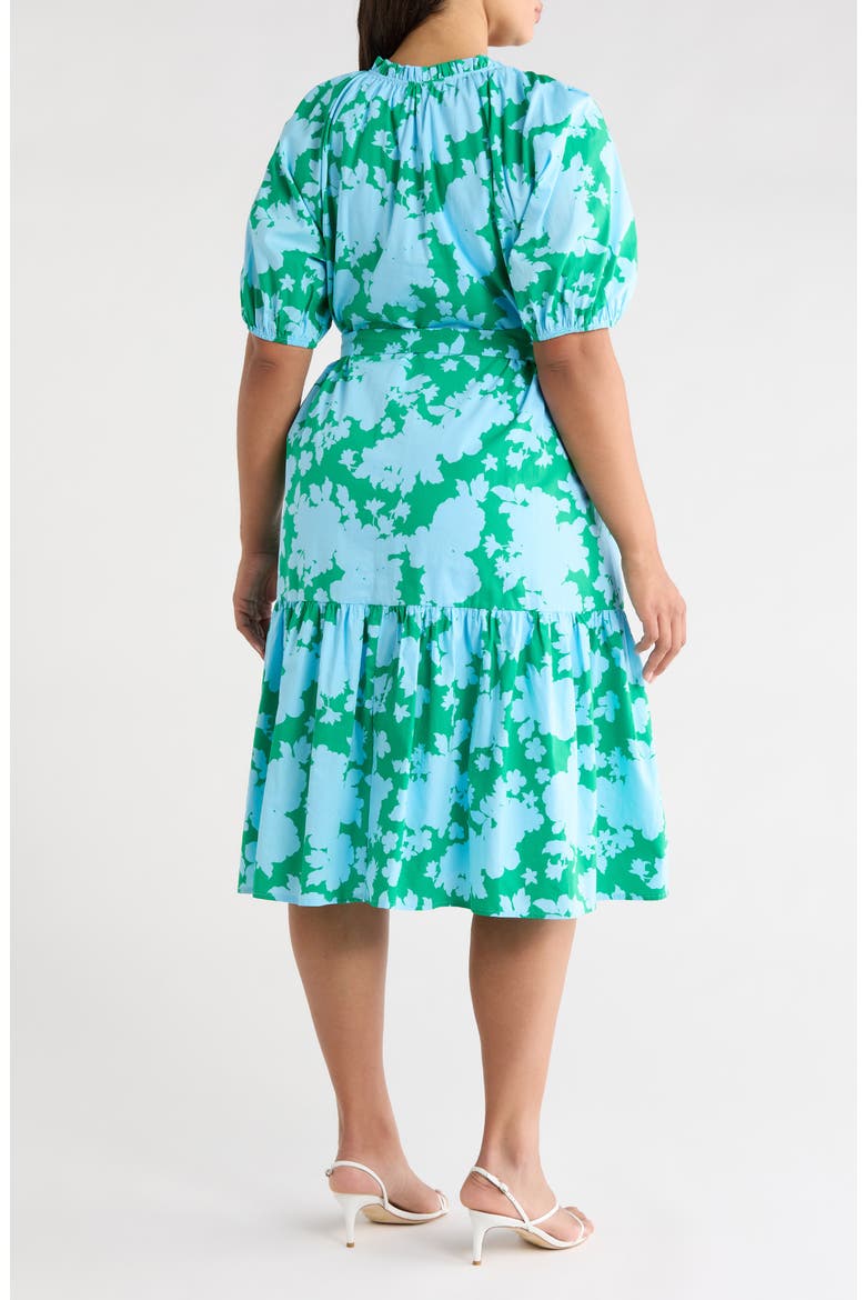 Riona Floral Wynette Tiered Midi Dress, Alternate, color, BLUE-KELLY