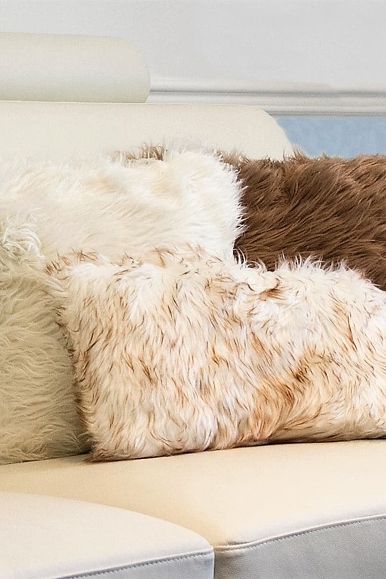 Belton Faux Fur Pillow - Set of 2 - 12" x 20", Alternate, color, GRADIENT TAN