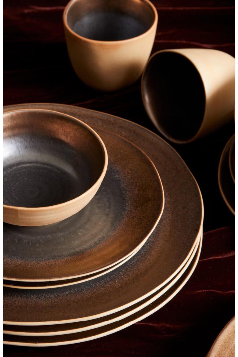Akita Stoneware 16-Piece Dinnerware Set, Alternate, color, Copper