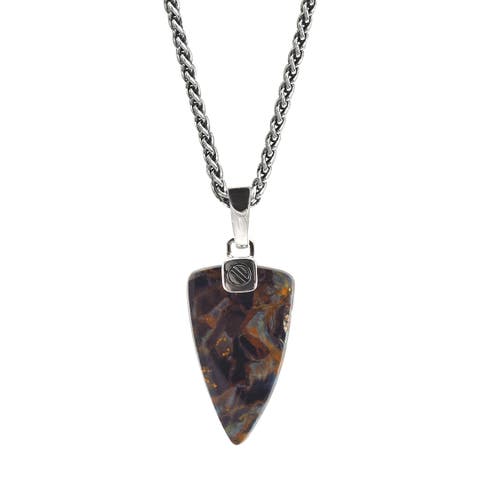 Pietersite And Sterling Silver Arrow Pendant Necklace