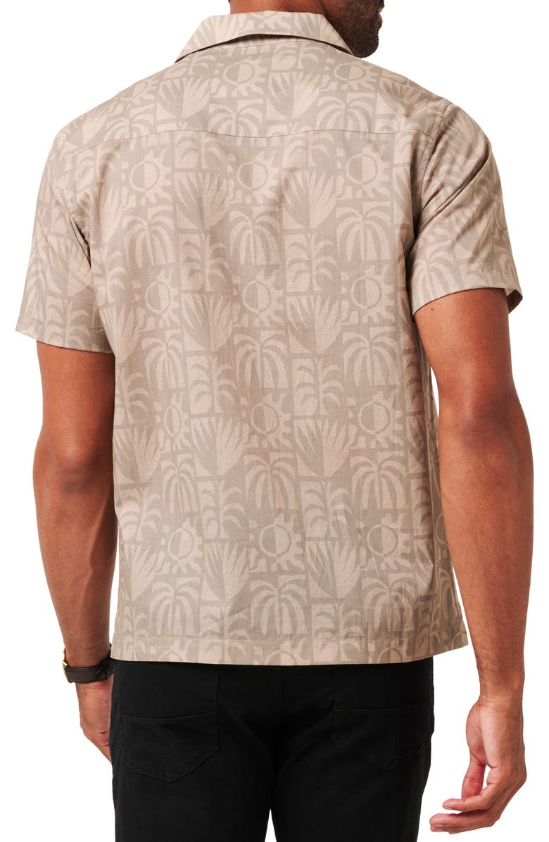TravisMathew Desert Sun Short Sleeve Cotton Blend Button-Up Shirt, Alternate, color, Italian Sand