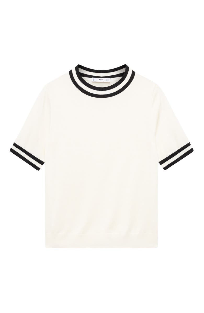 MANGO Contrast Stripe Short Sleeve Sweater, Alternate, color,