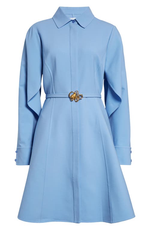Oscar De La Renta Split Long Sleeve Belted A-line Dress In Opal