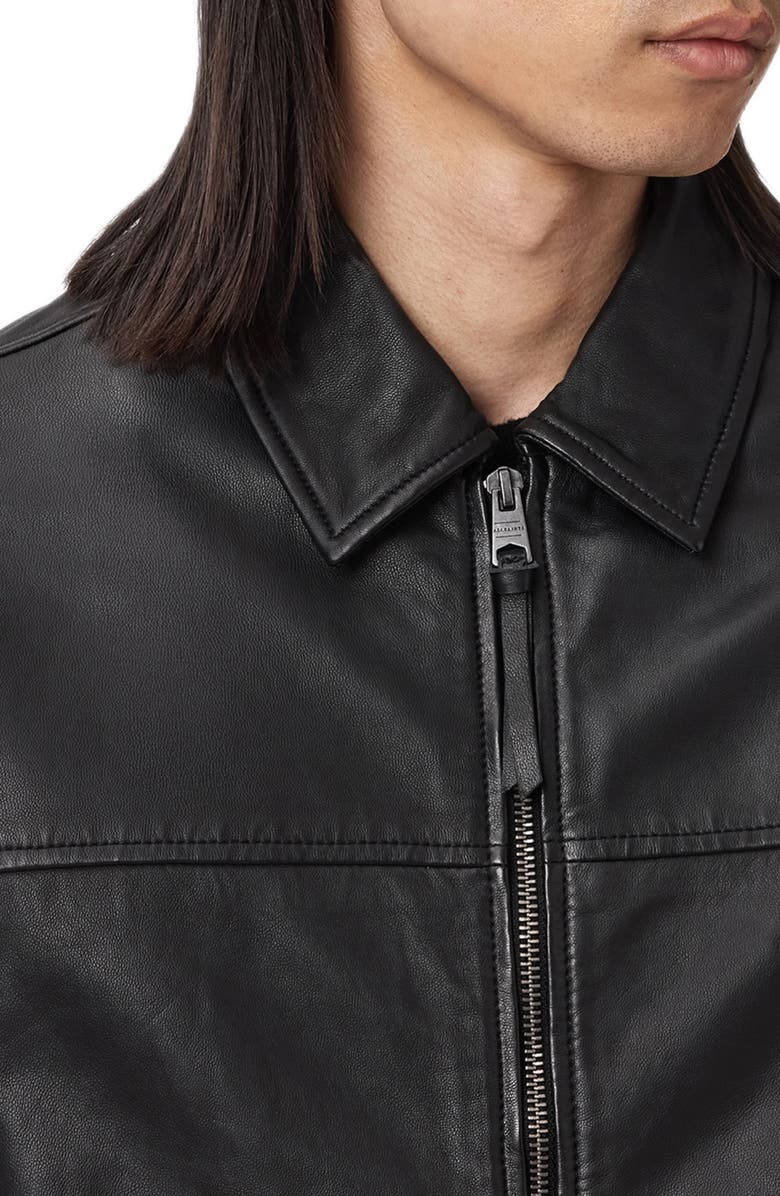 AllSaints Rashford Leather Jacket, Alternate, color, Black