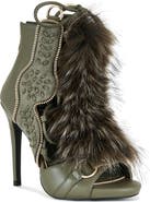 AZALEA WANG Shainy Faux Fur Open Toe Bootie