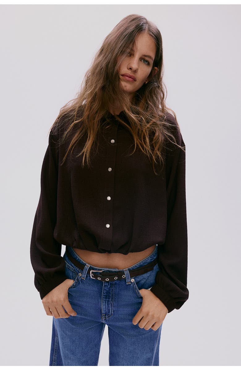 H&M Textured Jersey Jacket, Alternate, color, Dark Brown