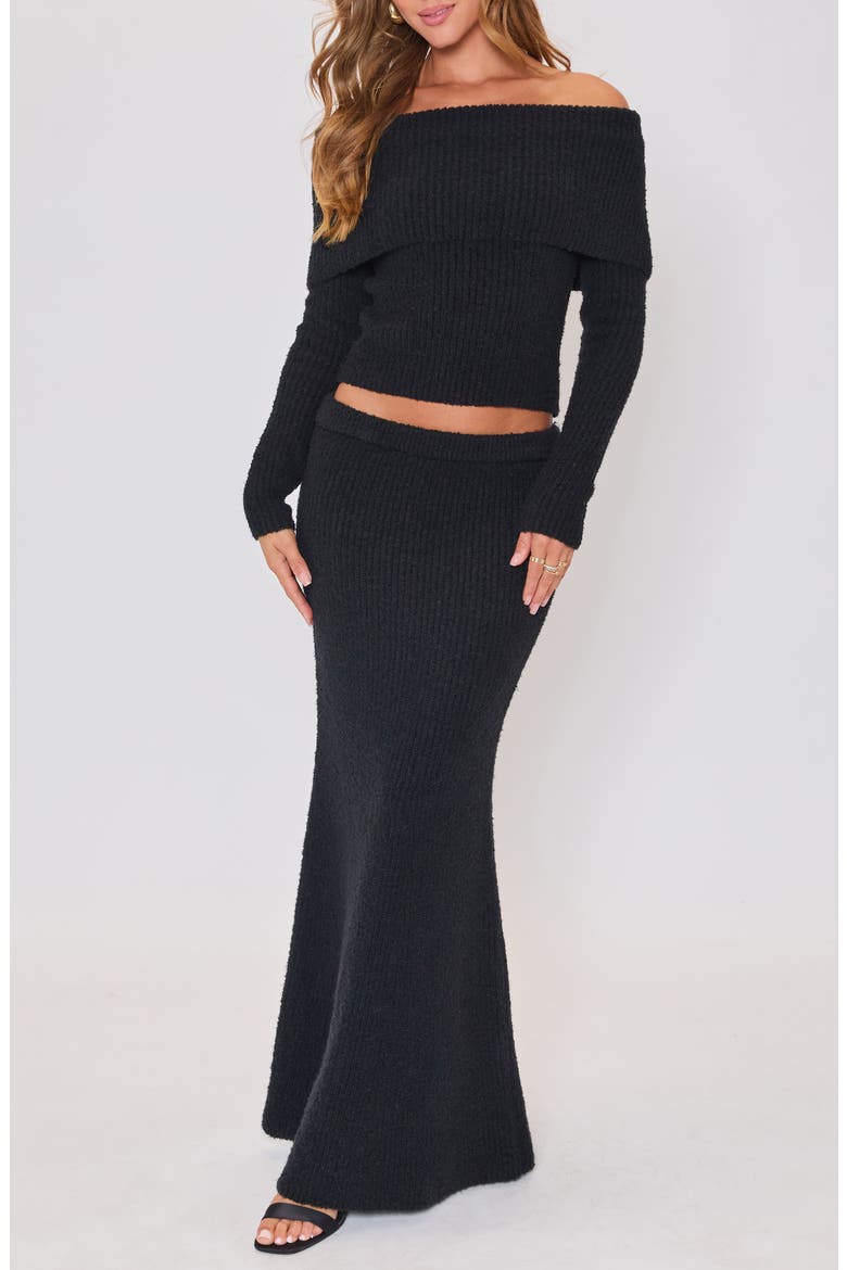 Ruby Foldover Off the Shoulder Rib Sweater, Alternate, color, BLACK