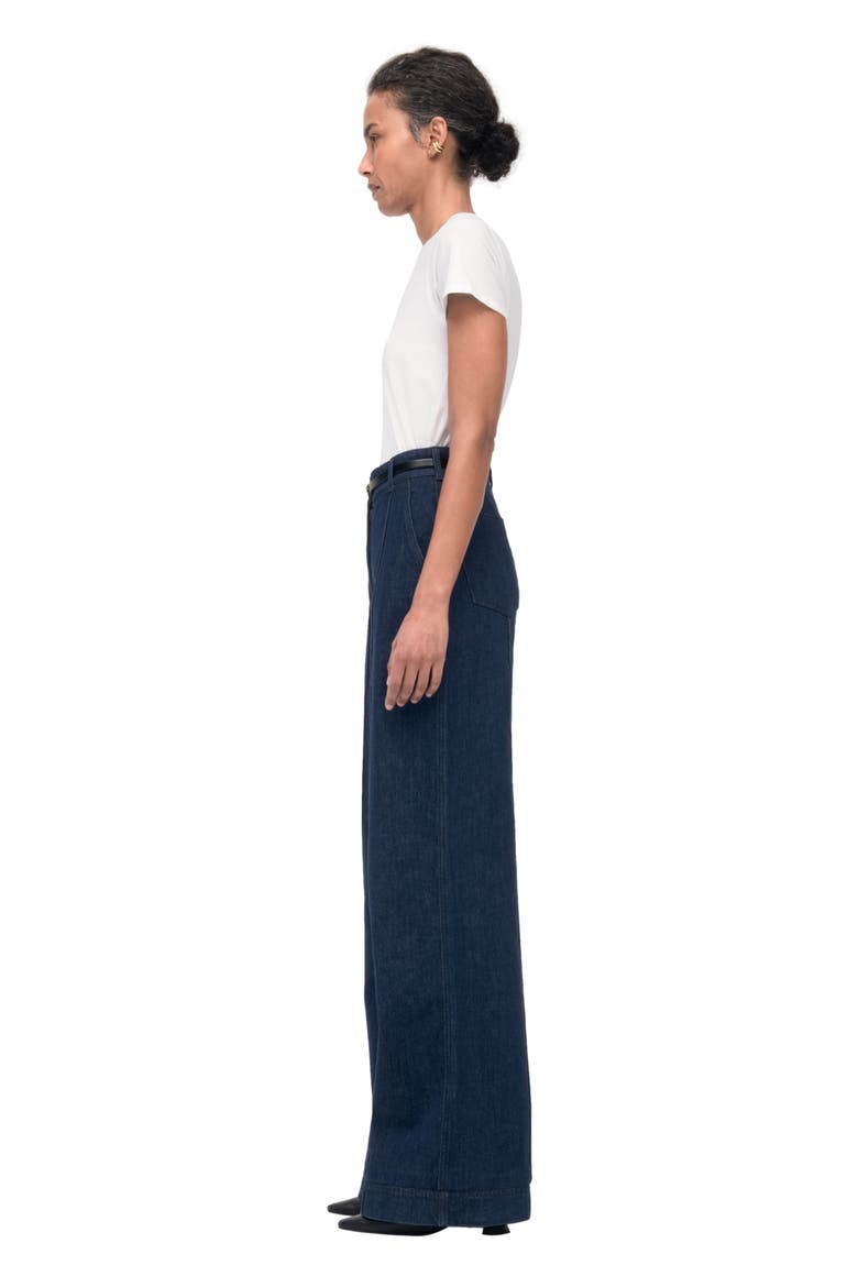 HIGH WAISTED DENIM TROUSER, Alternate, color, DARK WASH