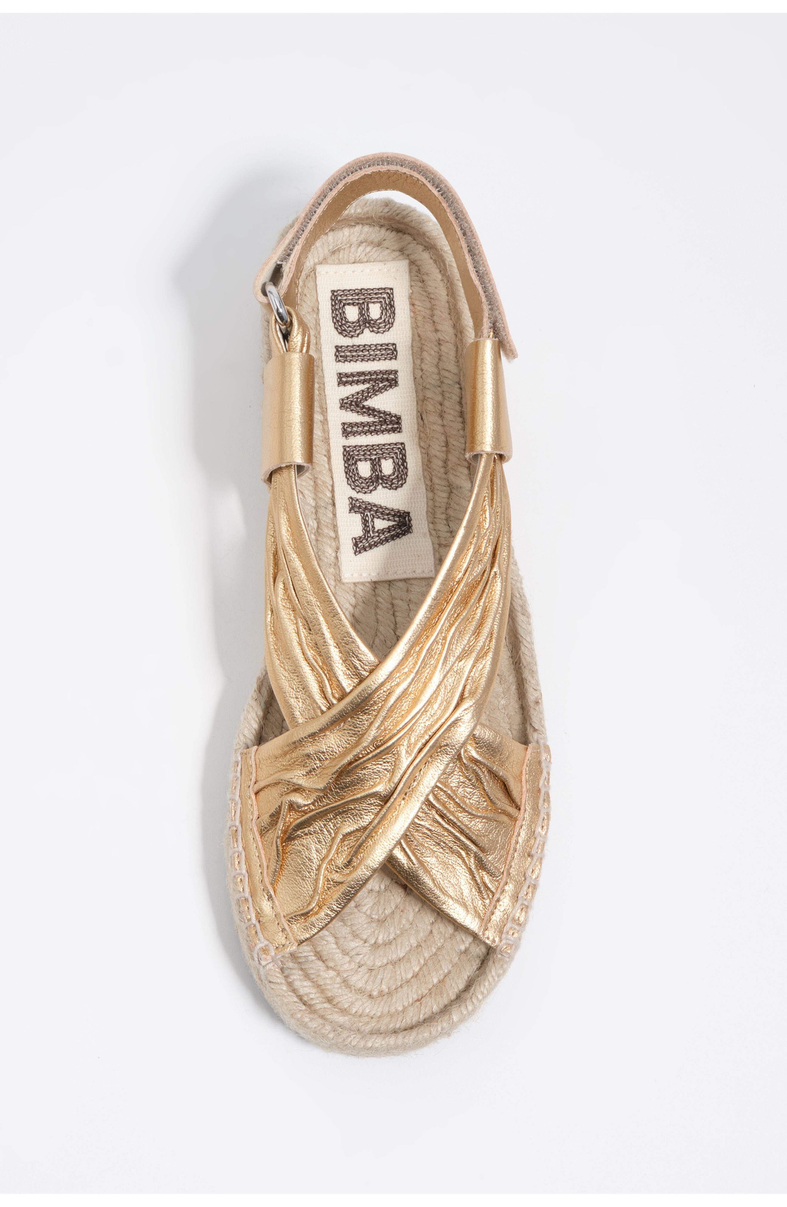 Bimba y Lola Leather Jute Wedge Sandal, Alternate, color, Gold